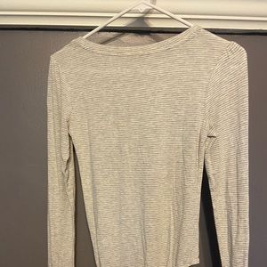 Aerie Cream and Gray Body Suit Size Small